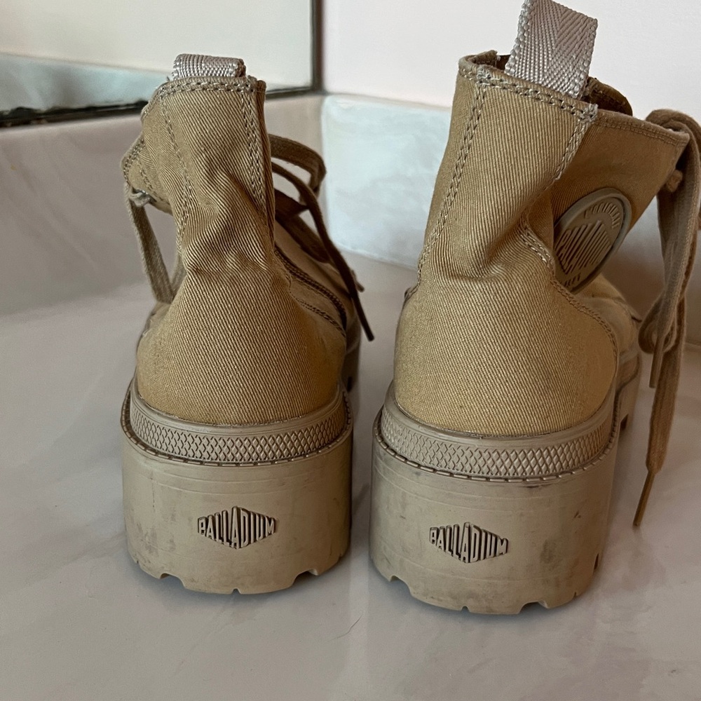 Palladium Women's Tan Combat Boots - Picture 2 of 12